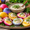 Dyed Eggs with Horseradish & Rye Bread