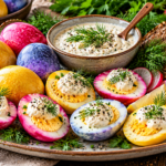 Dyed Eggs with Horseradish & Rye Bread